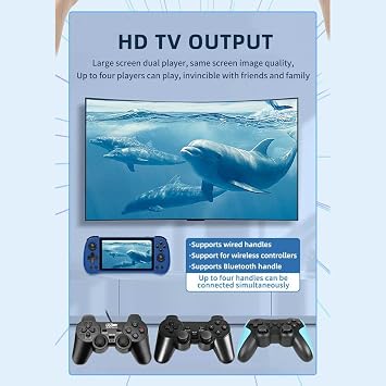 Powkiddy X55 Handheld Retro Game Console Built-in 20,000 Games 128G 5.5-Inch IPS Screen Video Gaming Console for Kid Adult, RK3566 CPU, HDMI Interface