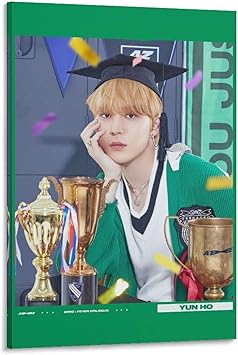 Amazon Yunho チョン ユンホ Ateez Kpop エイティーズ Zero Fever Epilogue Turbulence The Real かわいい 男性アイドルグループキャンバスポスター寝室の装飾スポーツ風景オフィスルームの装飾ギフトキャンバスポスター壁アートの装飾リビングルームの寝室の装飾のため