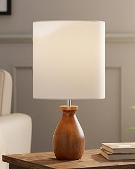 Homesake® Dovel Pot, Modern Table Lamp with Shade, Wooden Base Modern Fabric Lampshade for Home Office Cafe Restaurant, (White)