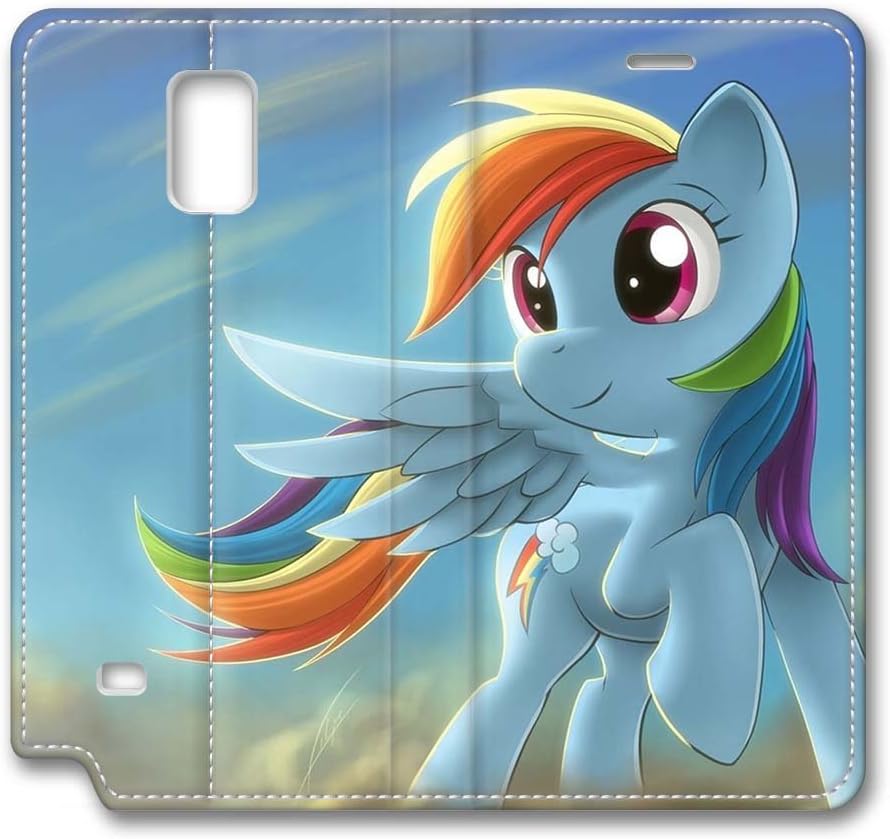 Note 4 Case, Fashion Galaxy Note 4 PU Leather Cover [Flip Cover] with Foldable Stand My Little Pony Animation Pony Rainbow Protective Case Cover for Samsung Galaxy Note 4