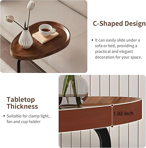 Miniatura 6 de XWFKJGS Mesa auxiliar en forma de C para sofá, mesas de sofá que se deslizan debajo, mesas laterales estrechas para espacios pequeños, mesa de sofá