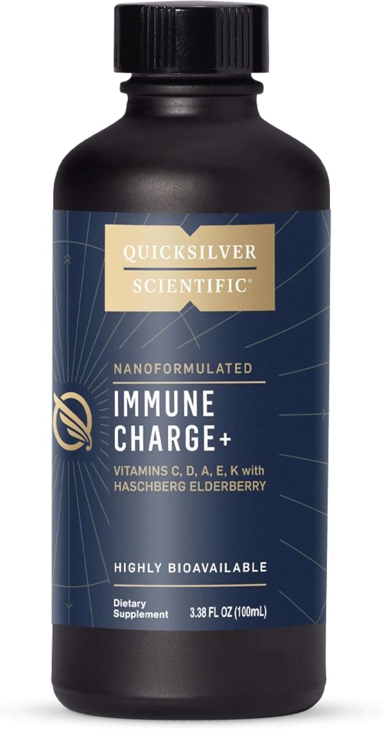 Immune Charge+ - Elderberry with 10,000 IU Vitamin D3, 25,000 Vitamin A, C, E, K1 & K2 for Immune Health & Lung Support (100ml)
