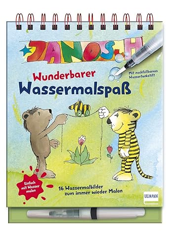 Janosch - Wunderbarer Wassermalspaß: Einfach mit Wasser malen - Janosch-Malbuch mit 16 Bildern, die sich beim Kontakt mit Wasser bunt färben, mit nachfüllbarem Wassermalstift, ab 3 Jahren