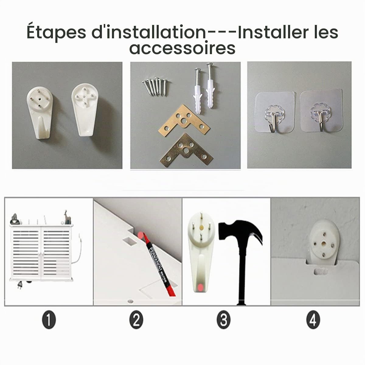 Étagère de Rangement Murale pour Routeur WiFi et Câbles - Boîte Flottante pour DVD/Décodeur - Etagère TV Câble Invisible B