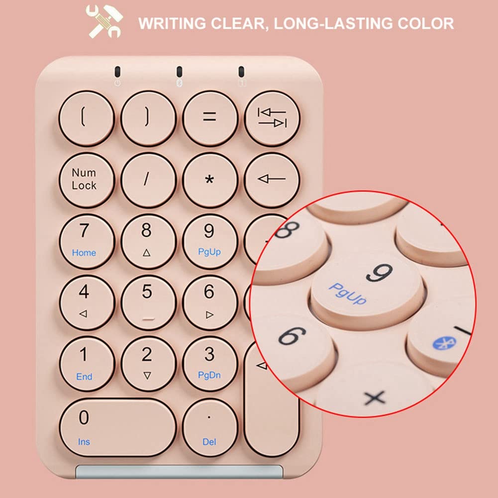 Pavé NuméRique sans Fil Bluetooth Clavier NuméRique Touches Rondes Pavé NuméRique 22 Touches Clavier NuméRique Rechargeable (Rose)