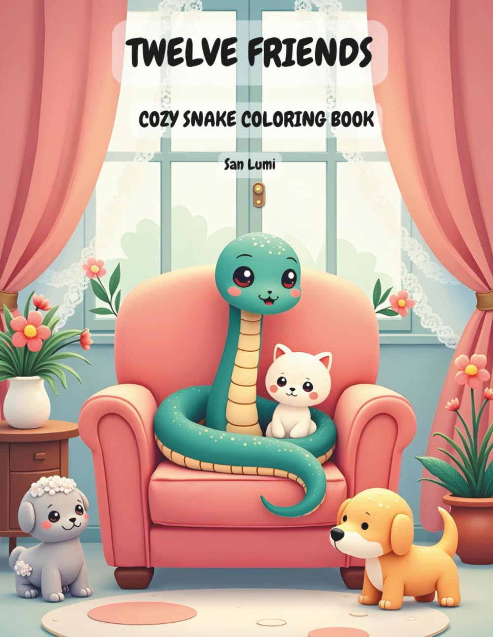 Twelve Friends: Cozy Snake Coloring Book: Cute and Cozy Coloring Pages for Relaxation and Stress Relief for Kids Adults