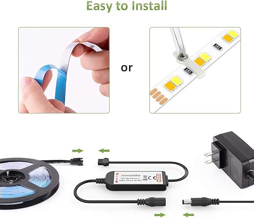 Miniatura 8 de NOVOSTELLA BritKing - Tira de luz LED blanca sintonizable de 6.56 pies, 1800 lm, regulable, impermeable, 3000 K-6500 K, luces LED flexibles con