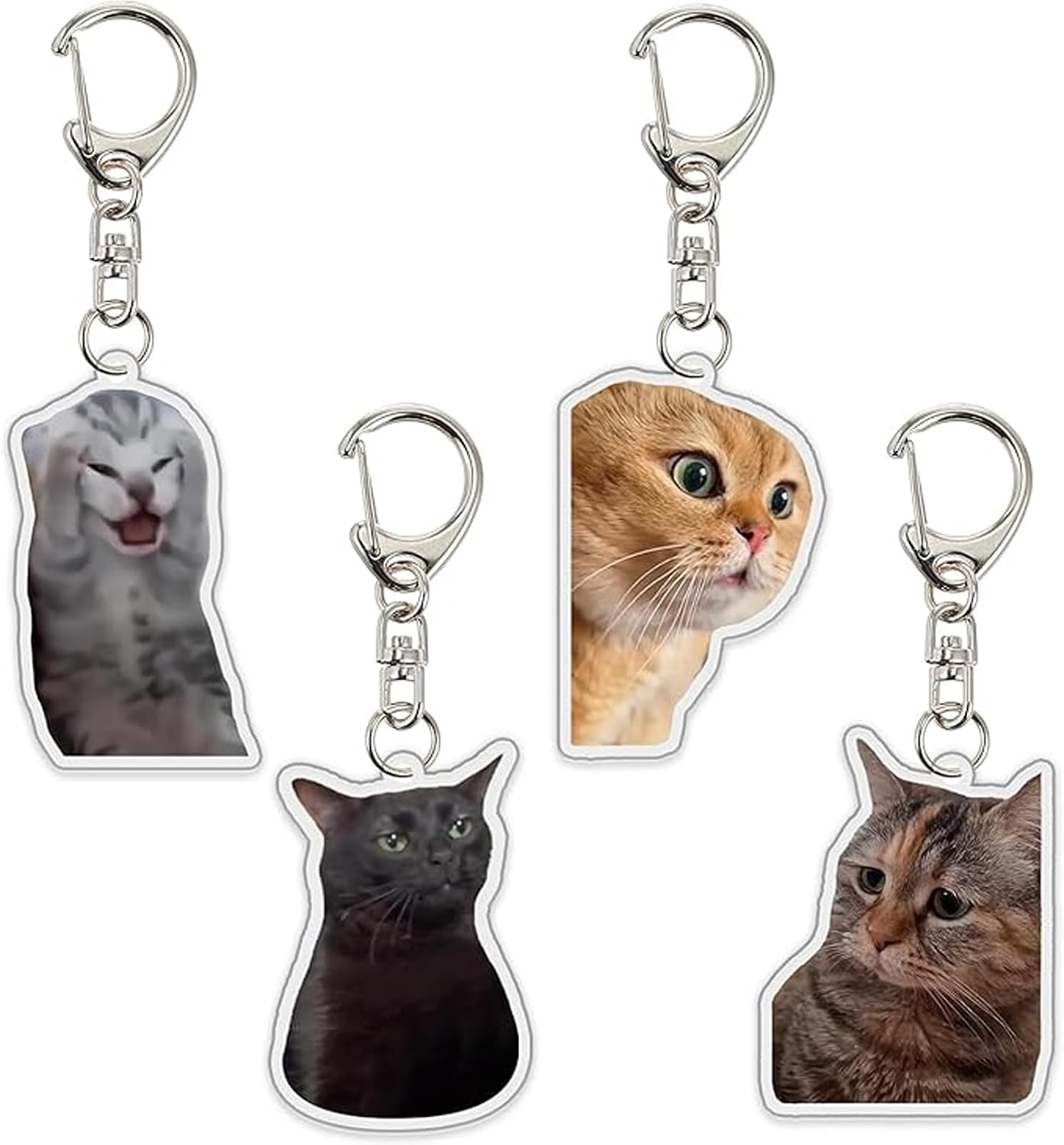 8Pcs Cute Cat Meme Keychains, Funny Two Cats Talking Acrylic Keyring Set, Kawaii Animal Charm Keychain for Women, Kids, Friends - Perfect Birthday & Holiday Gift