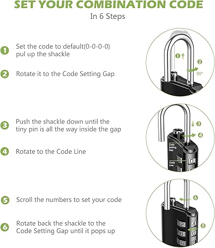 Miniatura 6 de KeeKit Cerradura de combinación, candado de combinación de 4 dígitos con llaves, cerradura de puerta impermeable reajustable para casillero,