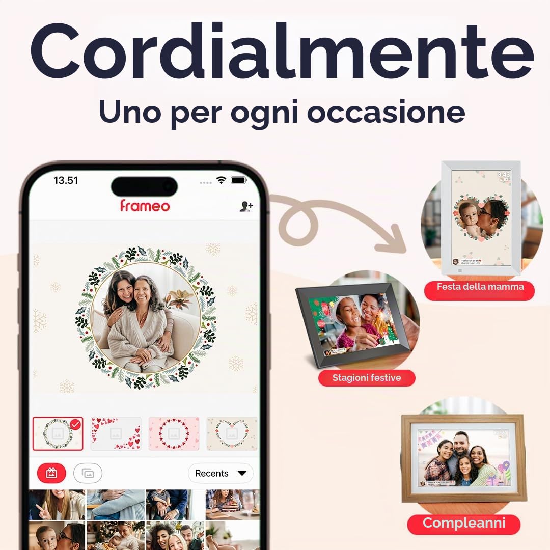 Frameo - Cornice per foto digitale WiFi, 32 GB, 10,1 pollici, 1280 x 800 mm, touch screen IPS HD, rotazione automatica, 32 GB di spazio di archiviazione integrato, condividi momenti istantaneamente