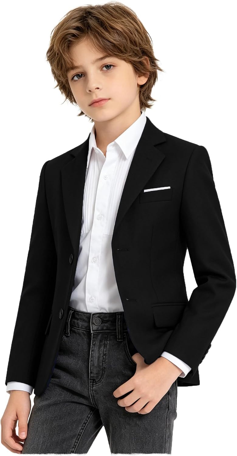 Blazer for Boys Formal Slim Fit Suit Jacket Kids Casual Sport Coat | Kids Homecoming Fashion Uniform Christmas Wedding Dress Blazers for Toddler Teen Boy Outfit