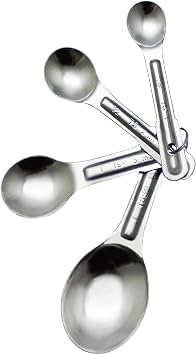 TrueCraftware- Stainless Steel Measuring Spoon Set Includes 1/4 1/2 1 tsp 1 tbsp- Measure Spoon for Baking & Cooking Dry and Liquid Ingredients Spoon Set Kitchen Gadgets