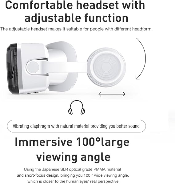 LONGLU VR Headset for Mobile Phones 4.7-6.7 Inch Screen 3D Virtual Reality Glasses Bluetooth Headset with Controller Compatible with iPhone Samsung Android Cellphone etc (with Controller)
