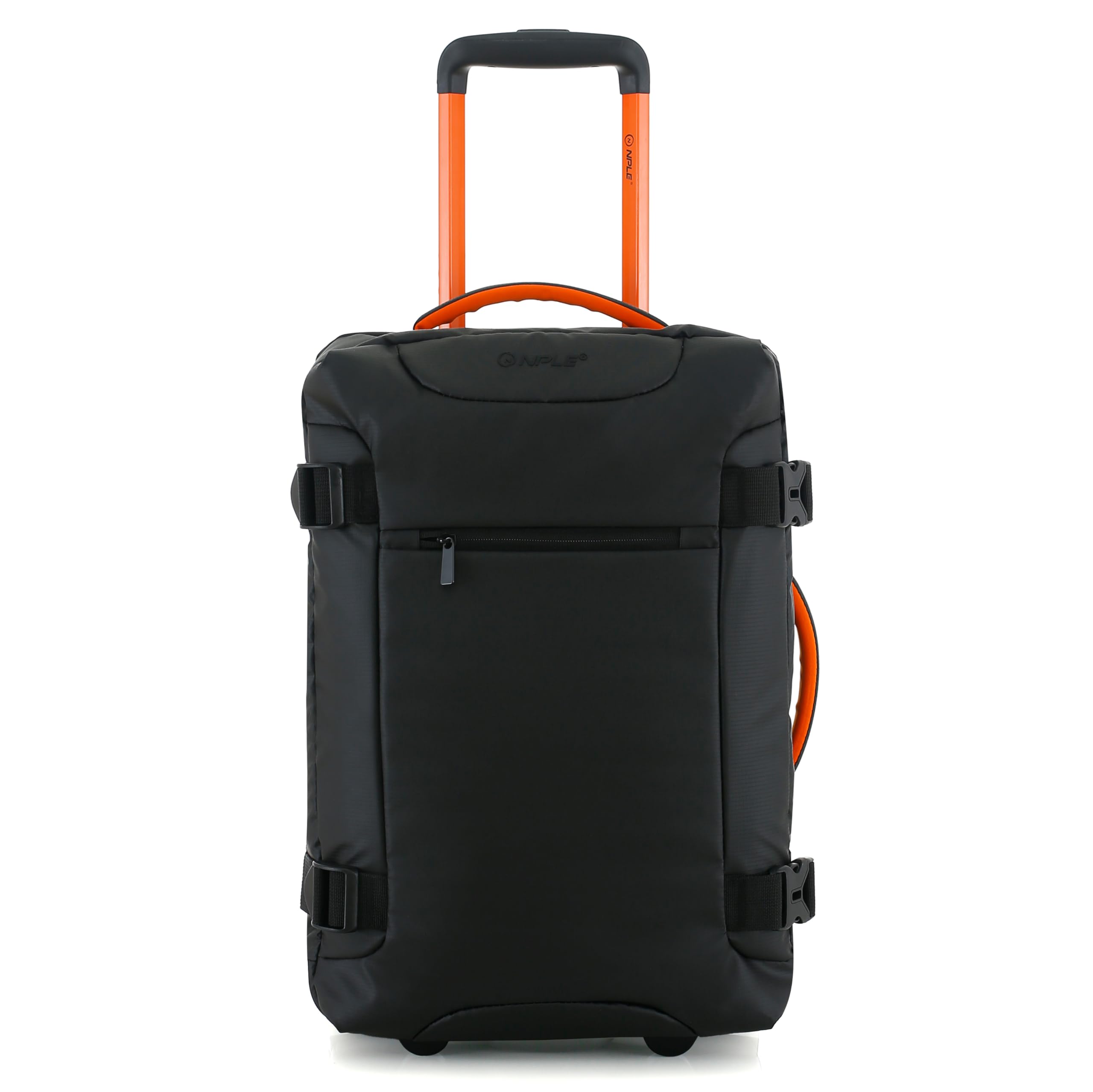 Zaino Trolley Ibrido da Viaggio, Bagaglio a Mano, Convertibile Zaino/Valigia, Nero, Poliestere, 55x35x20cm, con Ruote Scorrevoli e Chiusura TSA (Bagaglio a mano 55x35x20cm, Black Orange)
