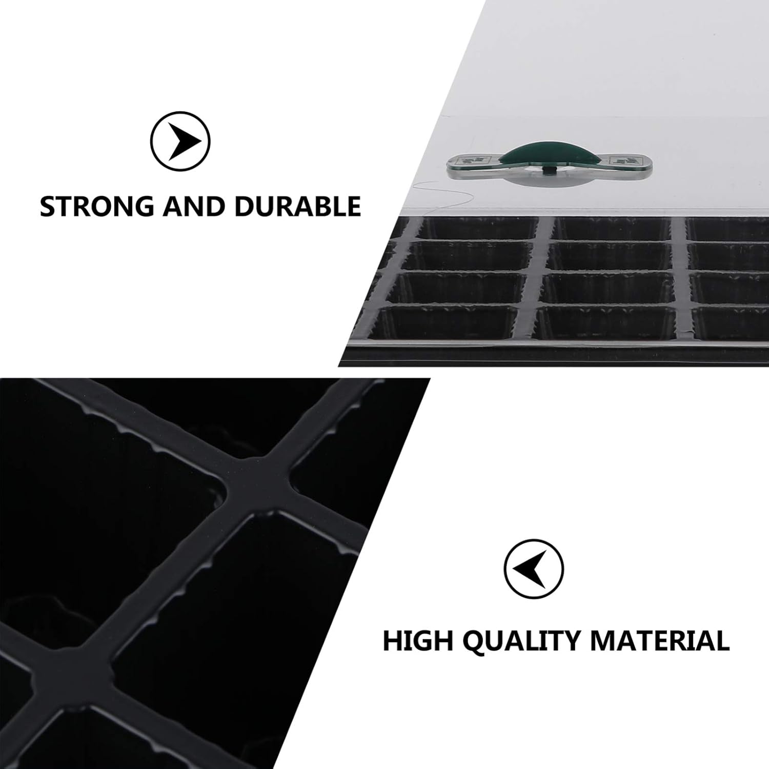 Happyyami 3pcs/Set Plant Germination Trays Sprouting Trays 24 Cells Seedling Trays Plant Seeds Growing Box with Lid and Hole for Seeding Germination Plant Growing (Black) : Patio, Lawn & Garden