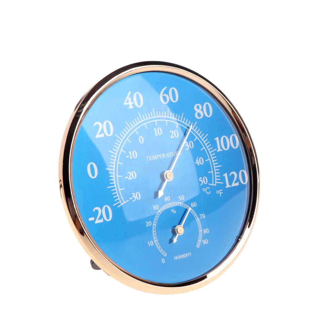 Round Humidity Gauge Indoor with Temperature Humidity Monitor Blue Color Accurate Meter for Home Wine Cellar