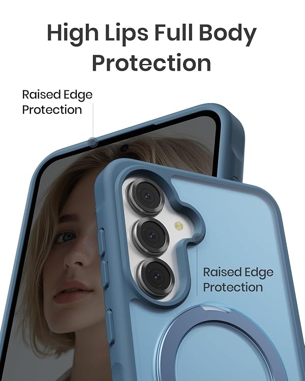 BNAAGO for Samsung Galaxy A36 / A56 Magnetic Phone Case with Kickstand, Compatible with Mag-Safe, Slim Shockproof Translucent Matte Mag-Stand Cover, Built in Kick Stand, Navy Blue by BNAAGO - Used condition - Image 4