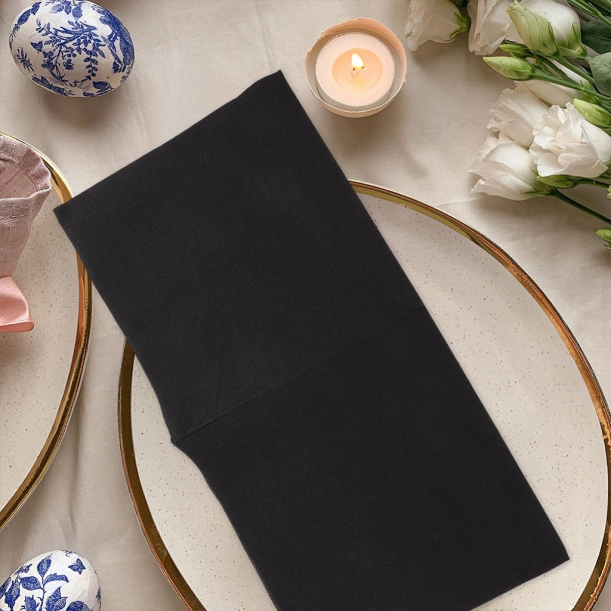 PRETYZOOM 100 Servilletas de Papel Negro Absorbentes y Elegantes para Cenas y Decoraciones de Boda, Paquete de 100 Unidades, Diseño Grueso y Preventivo de Fugas