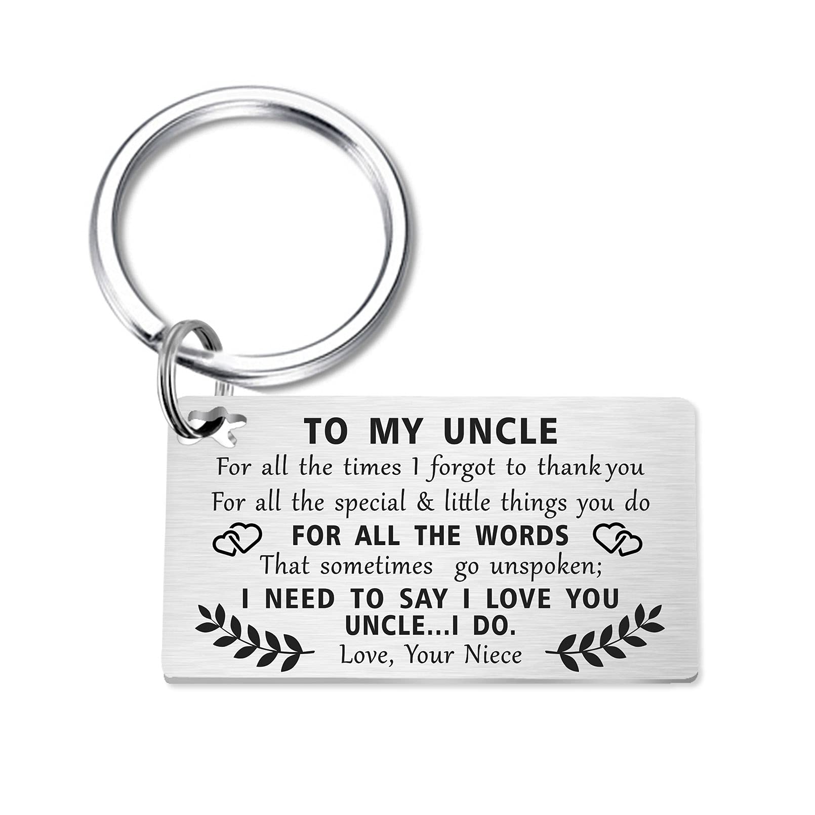 Uncle Father's Day Gifts - Uncle Engraved Keychain - To My Uncle for All the Times that I Forget to Thank You Keyring