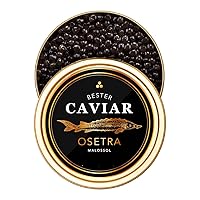 Vista 15 de BESTER CAVIAR Caviar Premium de esturión Osetra, huevas negras de Malossol Ossetra cosechadas tradicionalmente con 2 cucharas de nácar - Juego dúo