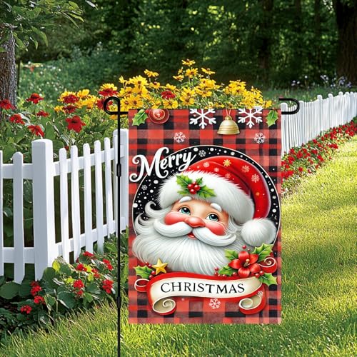 Image of BlissYard Christmas Santa Claus Garden Flag 12x18 Inch Polyester