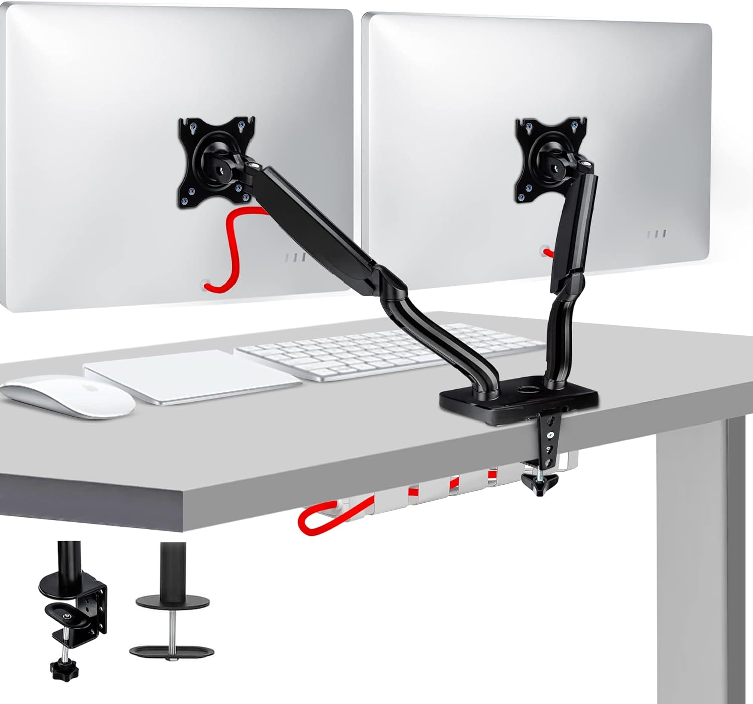 EZI Office Solutions Double Monitor Desk Mount Adjustable Gas