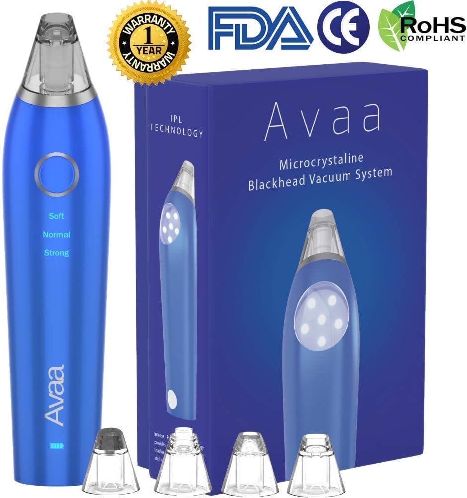 Blackhead Vacuum Remover Microdermabrasion Treatment for Pore Acne Spots Comedone Face Scrub Extractor Exfoliator Cleaner Removal Cleanser Suction Tool Kit for Deep Cleansing with 4 Probe Heads