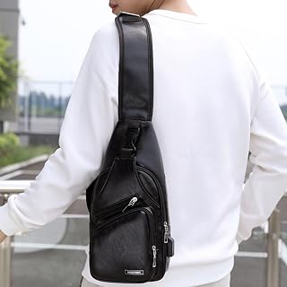 Generic Small Sling Backpack Crossbody Sling Bag, Chest Bag Daypack Fanny Pack Cross Body Bag with Earphone Hole #