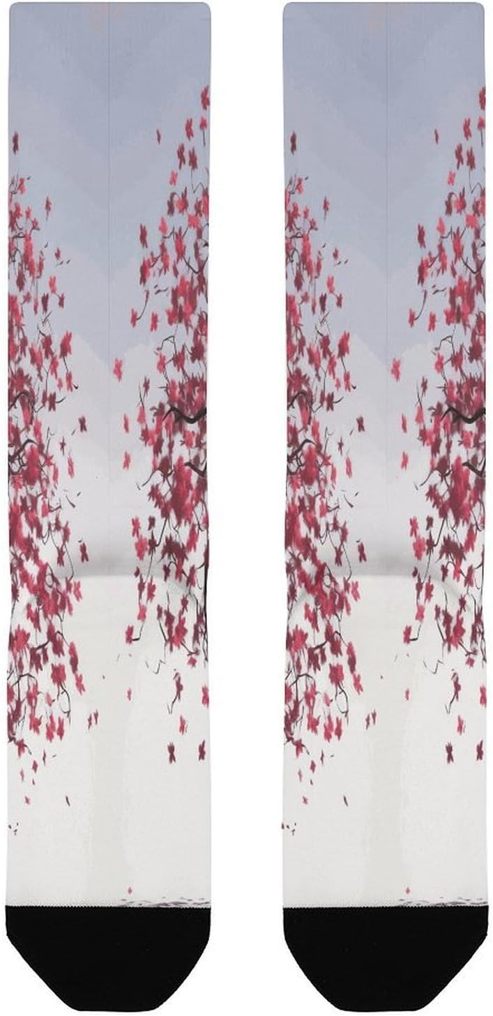 Japanese Cherry Tree Compression Sock Breathable Support Socks Lightweight Knee High Tube Socks for Women Men