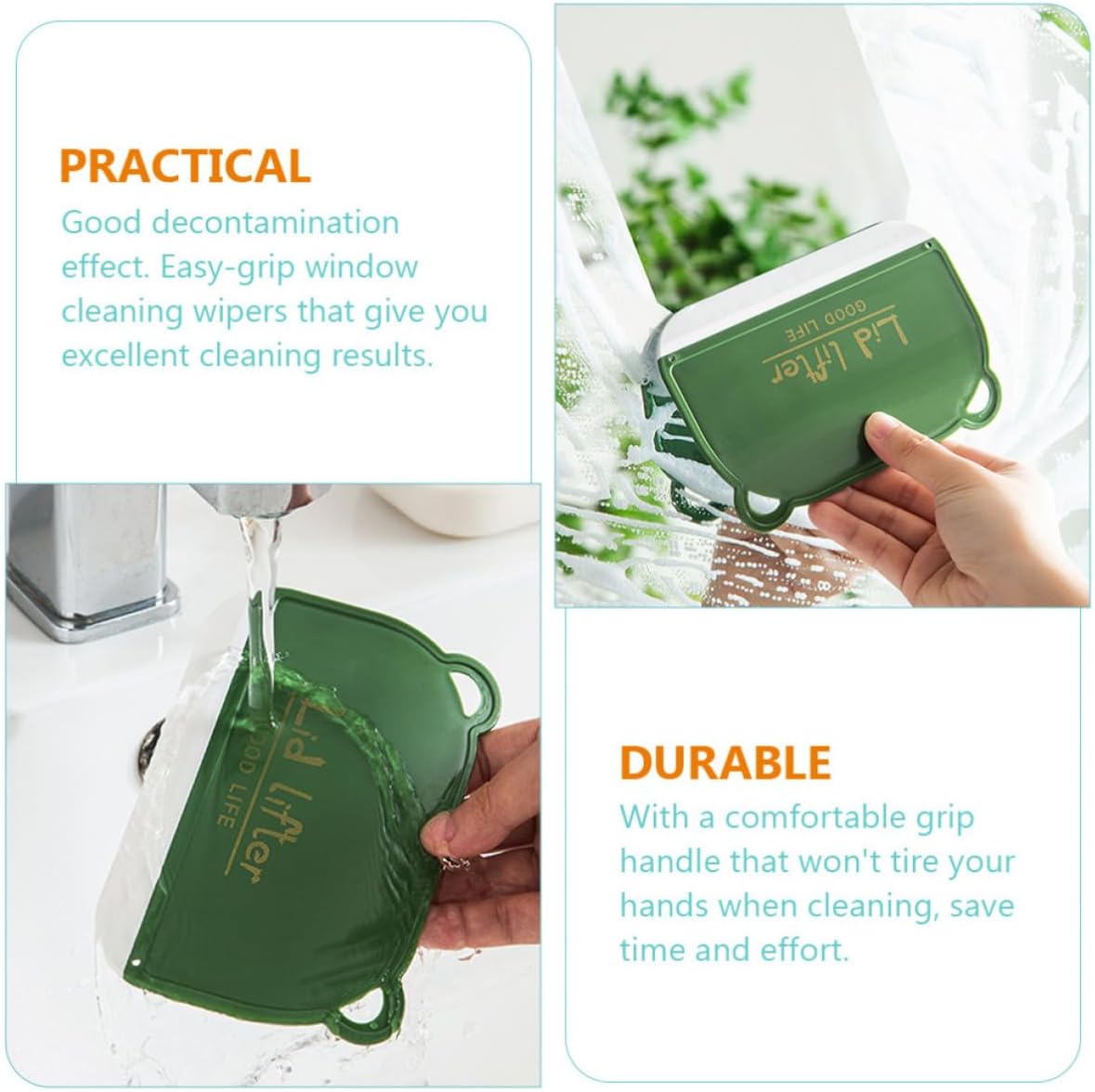 COLLBATH 4pcs Bear Design Shower Glass Squeegee Set with Comfortable Grip Handle and Flexible Silicone Blade for Shower Door and Car Window Cleaning