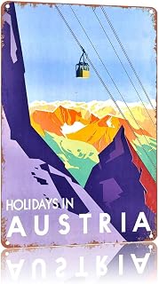 Retro Aluminum Metal Signs Austria Scenery Poster Home Wall Decoration, Suitable For Bedroom, Living Room, Bar, Kitchen And Dining Room Metal Sign Plaque,8 X 12 Inches