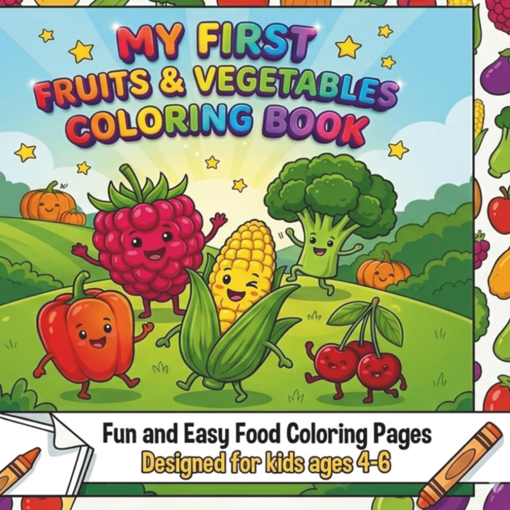 My First Fruits & Vegetables Coloring Book: Fun and Easy Food Coloring Pages for Kids Ages 4–6