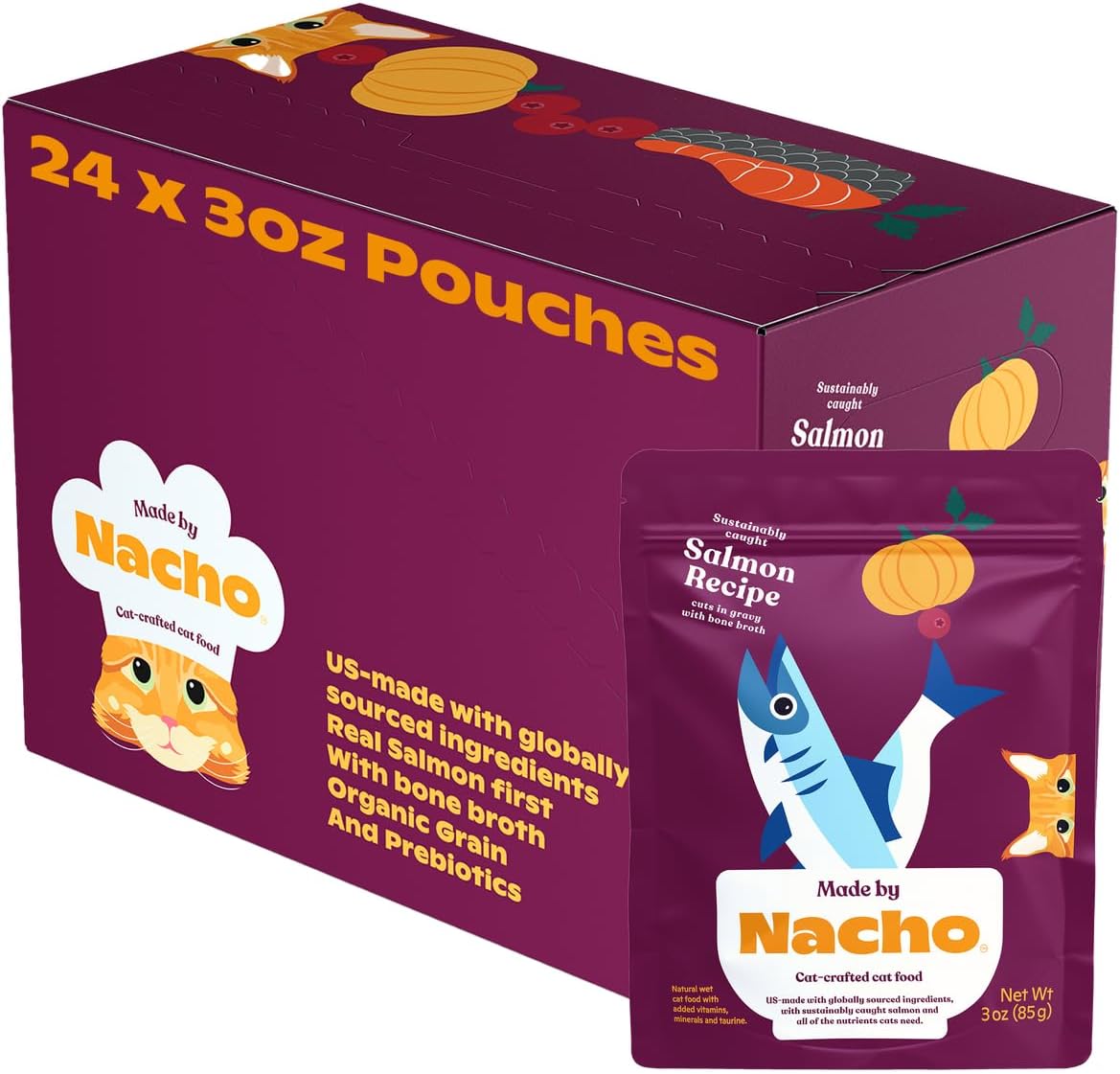 Made by Nacho Wet Cat Food: Salmon in Gravy (24 x 3 oz)