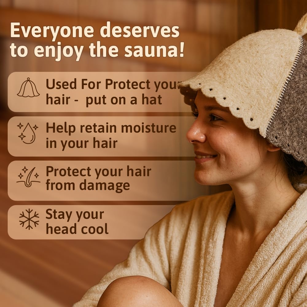 Chapeau de sauna finlandais en laine homme gris blanc feutre