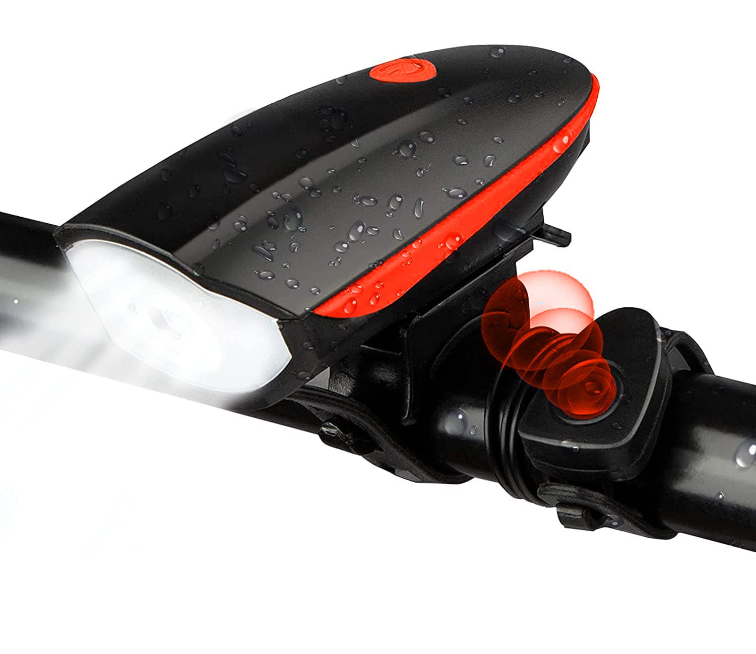 Strauss Bicycle LED Headlight with Horn | 2-in-1 Front Bike Light & Horn Combo | Universal Adjustable Lamp for Cycling Safety (Red)