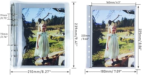 Miniatura 2 de Juego de mini álbum de fotos con 6 anillas para tarjetas fotográficas con 25 piezas de cubierta interior personal A5 de PVC transparente y 4