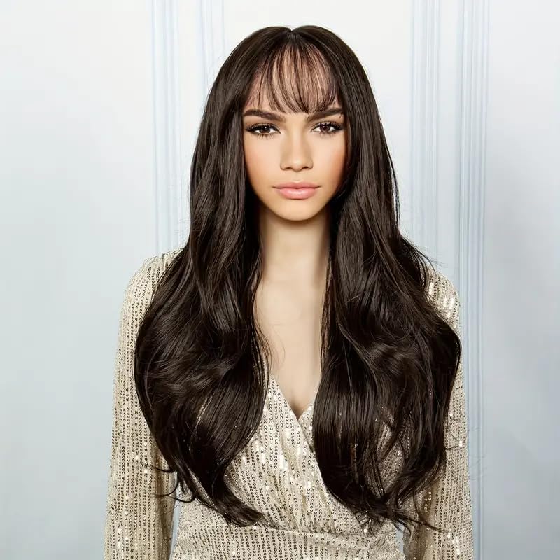 Image of Long Hair Wig For Women with front Bangs | full Head Straight Hairs | alopecia, chemotherapy Wigs | Hair Loss Solution | WigCap & Comb