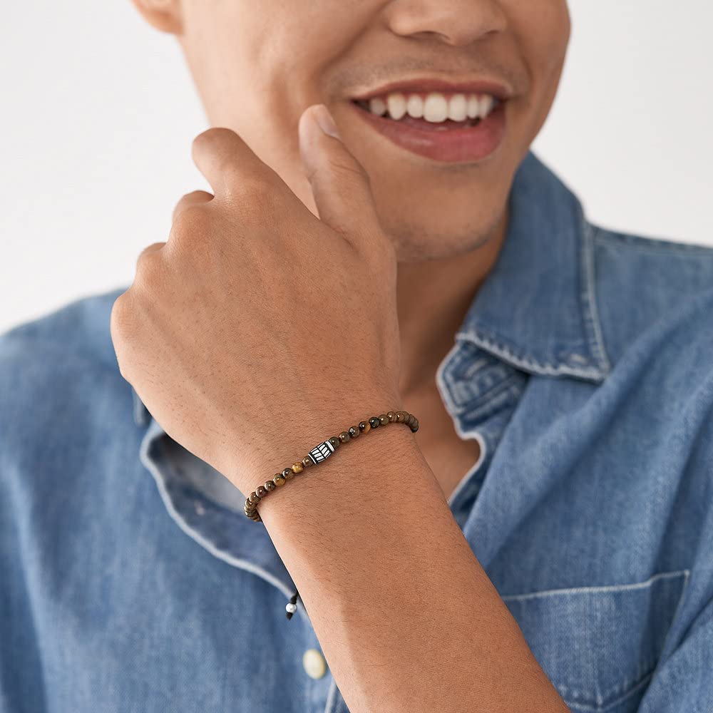 FOSSIL Homme Bracelet en acier semi-précieux ou inoxydable avec fermoir coulissant