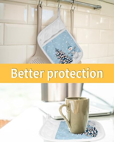 Miniatura 7 de Christmas 5Pcs Pot Holders for Kitchen,Non Slip & Heat Insulation Terry Cloth Potholder Set with Pocket,Thick Hot Pad Oven Mitts Trivet Coaster for