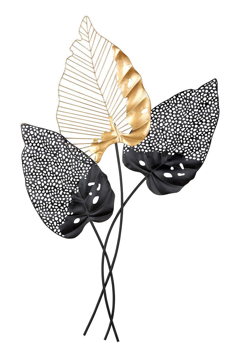 Décoration murale XXL 3D en métal noir et doré Gilde 65x107 cm
