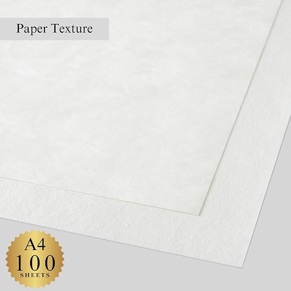 ONAO Japanese Rice Paper Printable A4 Size Paper (100 Sheets), Multipurpose Copy Paper for Laser and Inkjet Printers, Made in JAPAN, White
