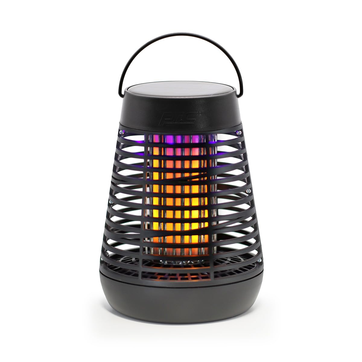 PIC Portable Bug Zapper, 600V Solar Powered Insect Trap & Fly Zapper for Outdoor Use, LED Flickering Flame, Activates Automatically in Dark, Weatherproof Outdoor Fly Trap, Kills Bugs on Contact