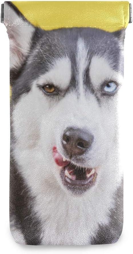 Amazon メガネケース ハスキー かっこいい かわいい サングラスポーチ Puレザー 収納ケース 携帯便利 収納ポーチ 防水性 プッシュ式開口部 眼鏡ケース 擦り傷防止 収納用品 オンライン通販