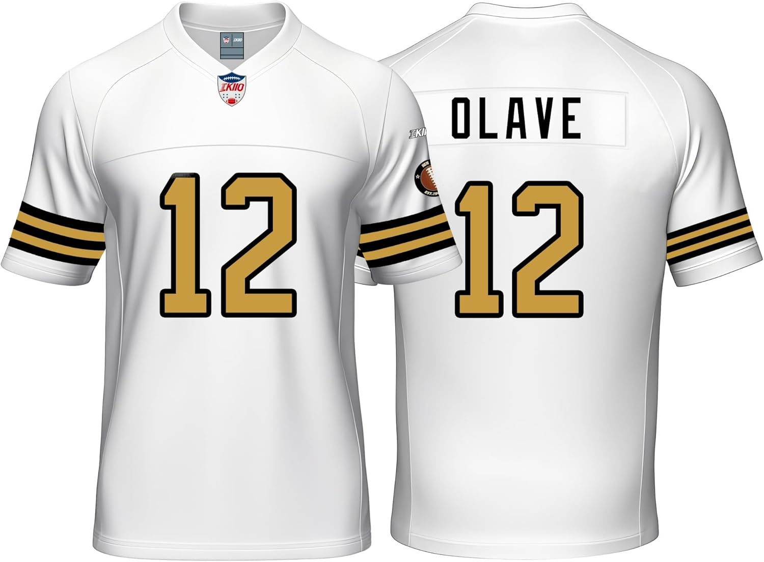 Custom Mens/Youth Football Stitched T-Shirt for Sports Fan Black/White No Brand/Logos