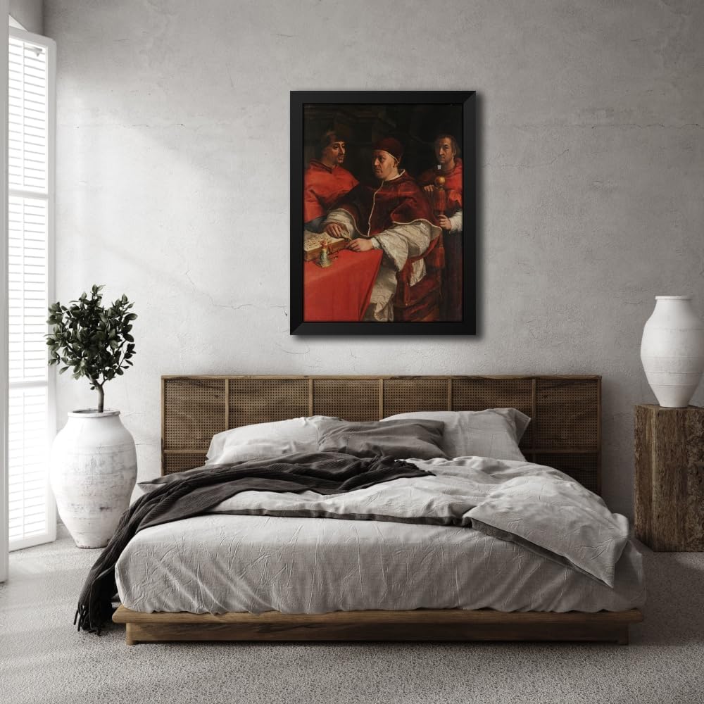 ArtDirect Portrait of Leo X with Cardinals Giulio de’ Medici and Luigi de’ Rossi (1523) Custom Framed Art Print Giclee Print or Canvas Options with Various Sizes and Customization by Andrea del Sarto