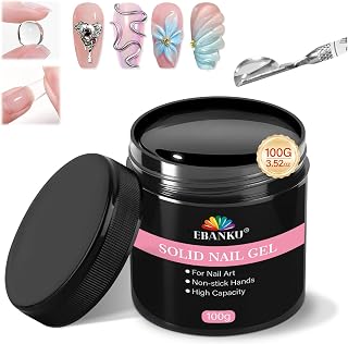 100g Solid Nail Adhesive Gel EBANKU 3-in-1 Ultra Strong Adhesive for Press On Nails, Acrylic Nails and 3D Nail Art Residue-free Requires UV/LED Light Curing for a Hard Finish