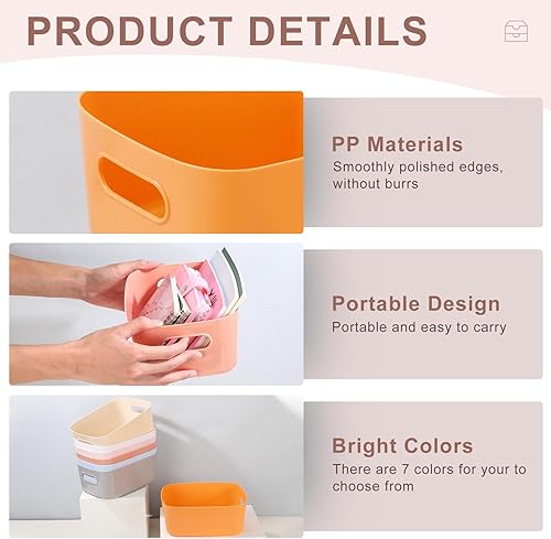 Miniatura 9 de 21 cestas de almacenamiento de plástico para despensa con asa, cestas de almacenamiento de organización de varios colores para cocina, baño,