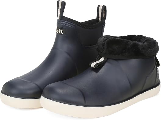 Mens Deck Boots Waterproof, Rubber Ankle Rain Booties For Fishing