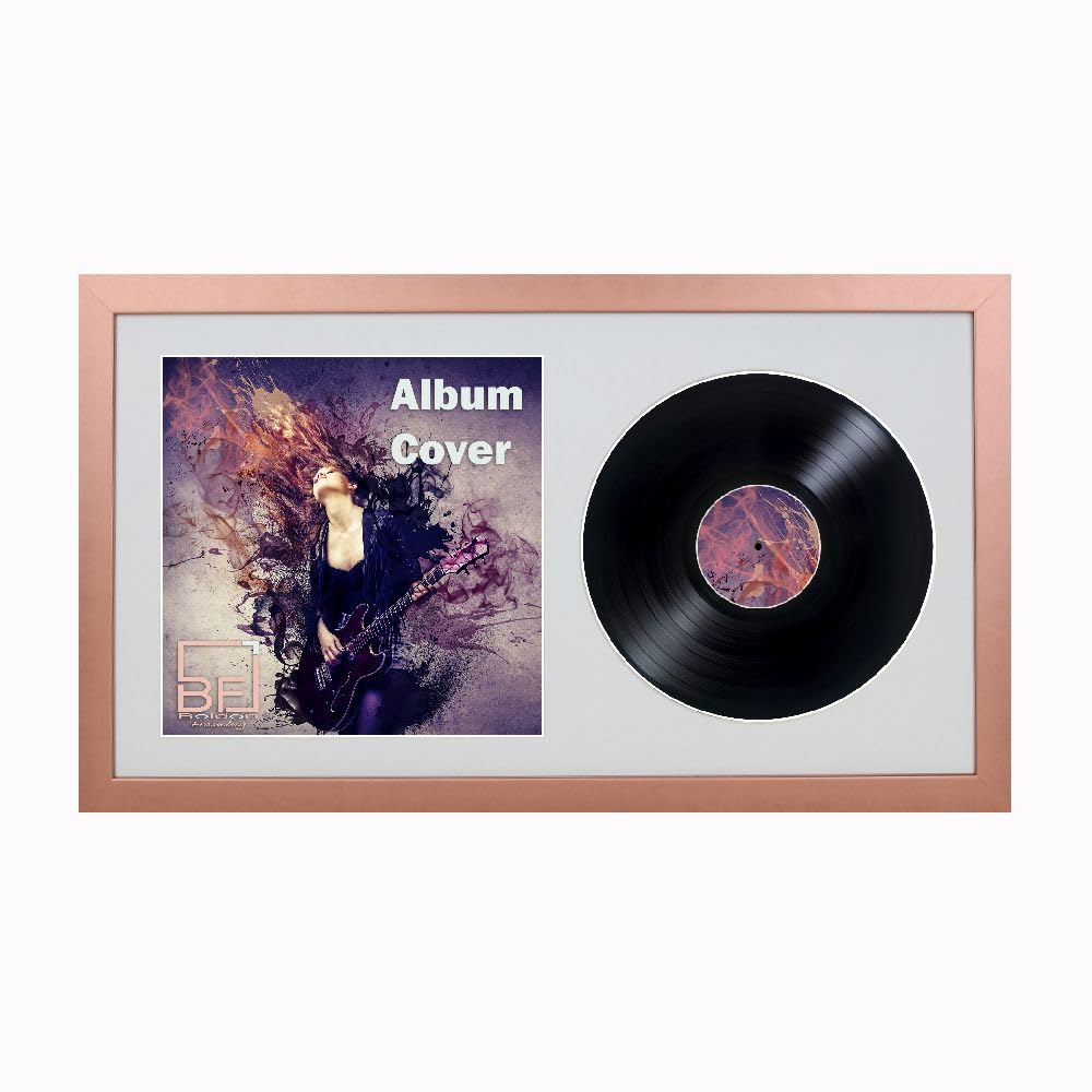 12" / 10" / 7" Double Vinyl LP Record and Album Cover Frame Memorabilia Wall Display (Bronze, 12")