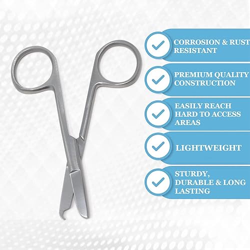 Miniatura 10 de Tijeras de puntada de sutura de alta calidad con gancho delicado de media luna, perfectas para extracción de sutura, primeros auxilios,